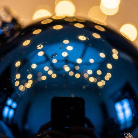 Bokeh lights on a christmas tree in the shape of a ballの素材