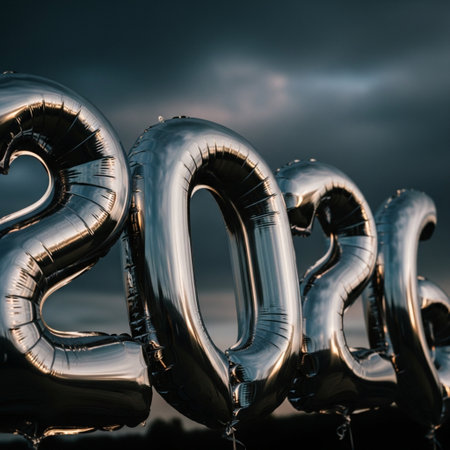New 2019 year silver balloons. Happy New Year 2019 concept. 3D Renderingの素材