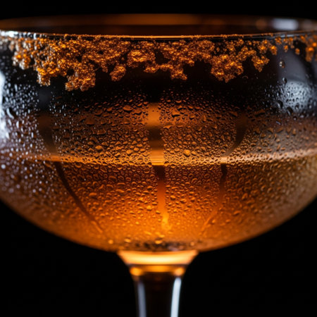 Cocktail with champagne on a black background. Close-up.の素材