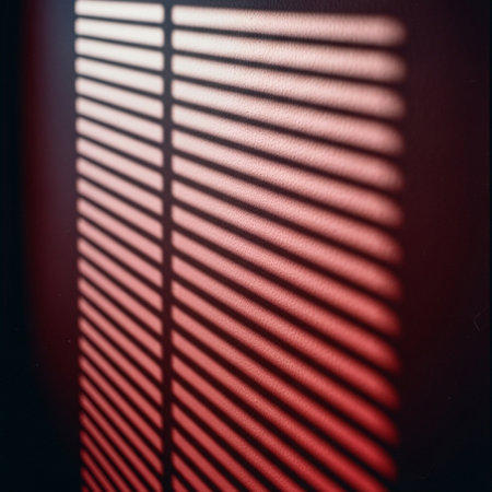 Sunlight through the blinds on the window. Abstract background.の素材