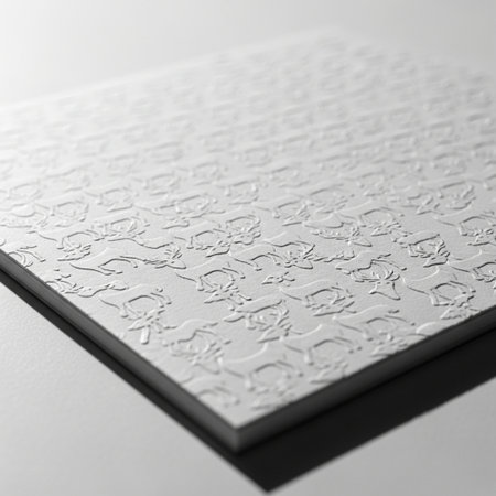 White paper with embossed ornament on a white background close-upの素材