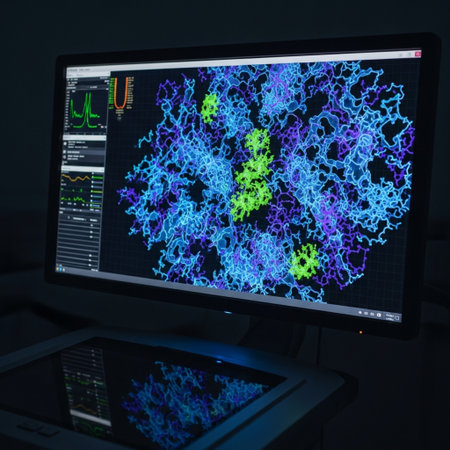 Computer monitor with stock market data on screen. 3D rendering.の素材