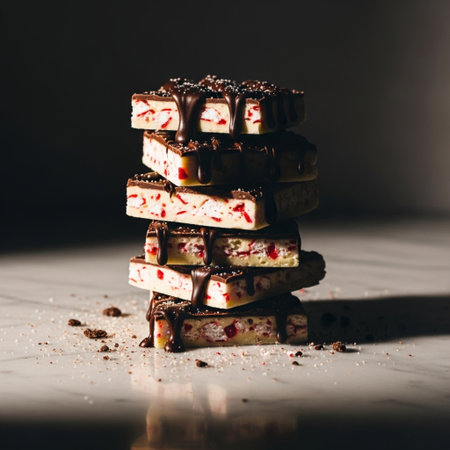 Pile of sweet cookies with chocolate and sprinkles on white table.の素材