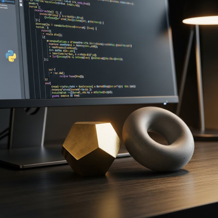 Desktop computer with programming code on the screen. 3d rendering.の素材