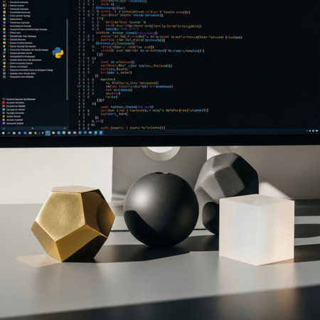 Desktop computer with programming code, 3d rendering. Computer display with program codeの素材
