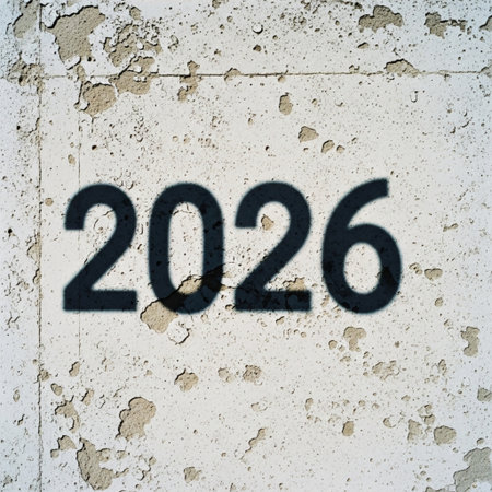 Inscription on the wall in the form of the number 2016.の素材