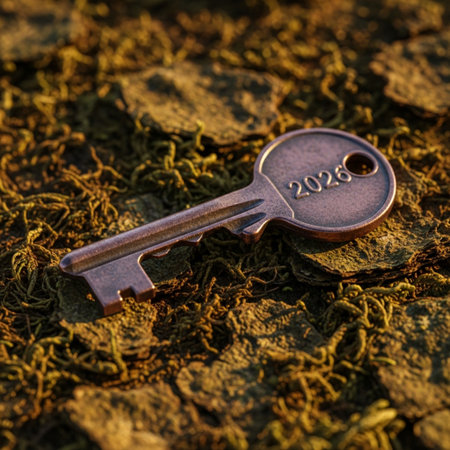 Key to the house on a background of green tea leaves close-upの素材