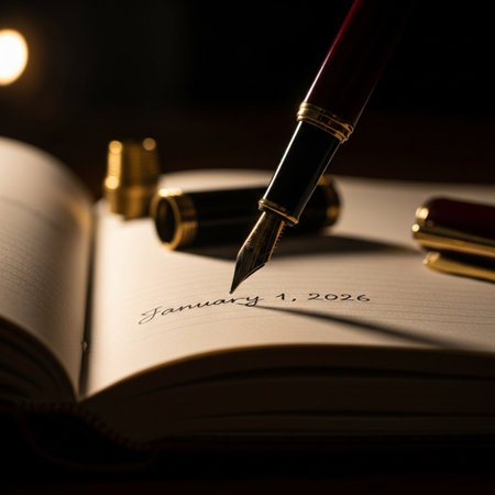 Fountain pen writing on a book with the words I love youの素材