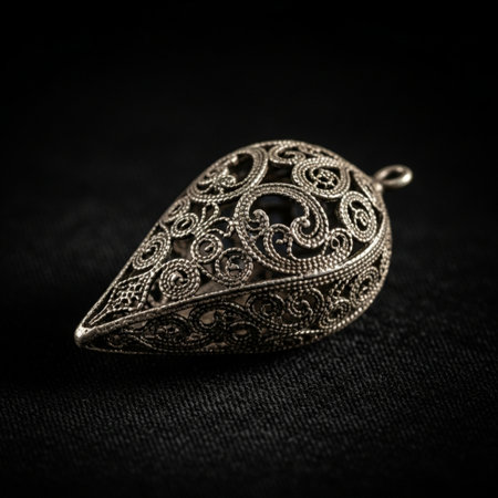 Jewelry pendant on a dark background close up. Selective focus.の素材