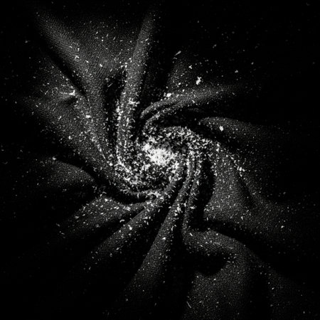 Texture, background, pattern. Silk fabric is black with a spiral pattern. Abstract black and white background.の素材