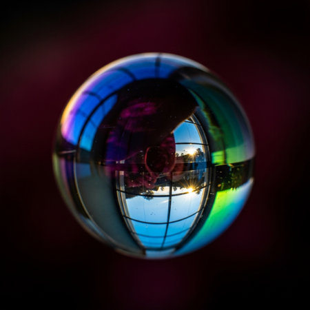 Reflection of the city in a crystal ball. Abstract background.の素材