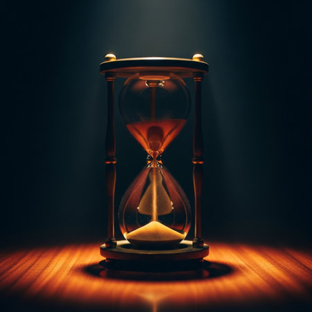 Hourglass on a dark background. The concept of time and deadline.の素材