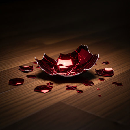 Broken heart on wooden floor. Valentine's day concept. 3D Renderingの素材
