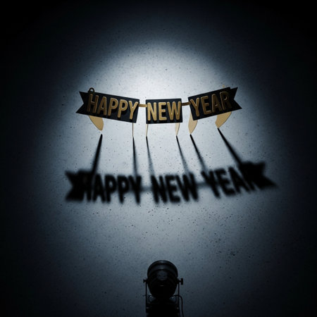 Happy new year on the wall. 3D illustration. Vintage style.の素材