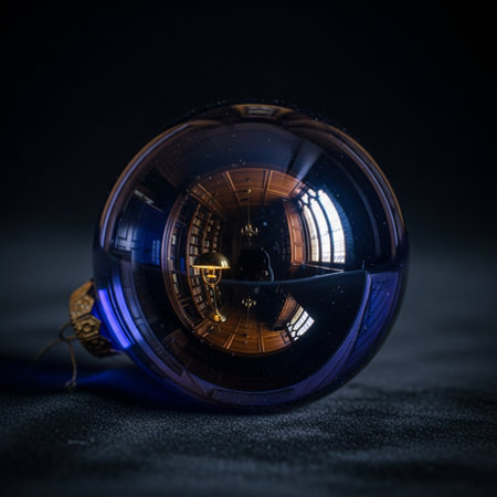 Vintage glass christmas ball on a dark background. Selective focusの素材