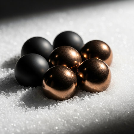 Christmas baubles in the snow. Shallow depth of fieldの素材