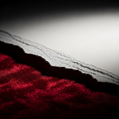 abstract background of red and black velvet fabric with copy space.の素材