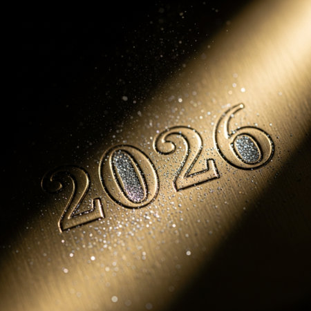 Happy New Year and Merry Christmas. Numbers 2020 on a gold backgroundの素材