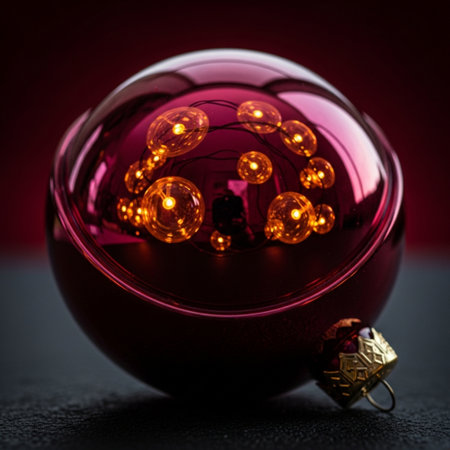 Christmas ball with light bulbs on dark background. Christmas and New Year concept.の素材