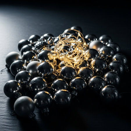 Christmas decoration on a black background. New Year and Christmas concept.の素材