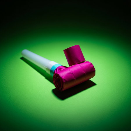 Party popper on green background. Party popper on green backgroundの素材