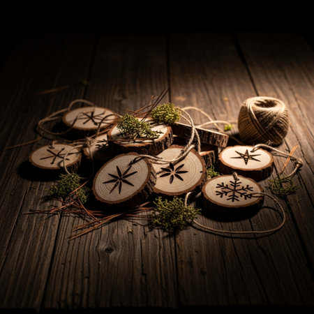 Christmas decoration on wooden background. Christmas and New Year holidays concept.の素材