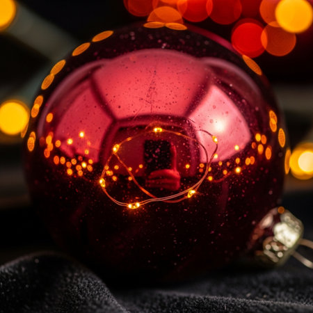 Christmas ball with bokeh background. Christmas and New Year concept.の素材