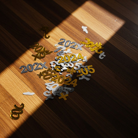 3d rendering of currency signs and symbols on a wooden floor.の素材