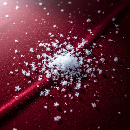 snowflakes on the surface of a red car. macroの素材