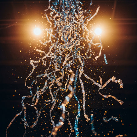 Christmas lights on dark background. Glowing garland lights on dark backgroundの素材