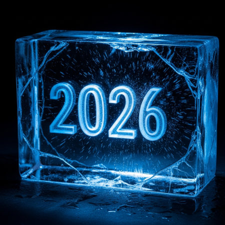 Happy new year 2016 written in ice cube on black background, new year conceptの素材