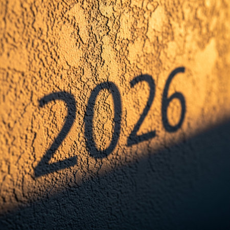 New Year's card with the inscription 2020 on a concrete wall.の素材