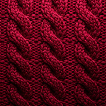 Red knitted texture. Knitted background. Close-up.の素材
