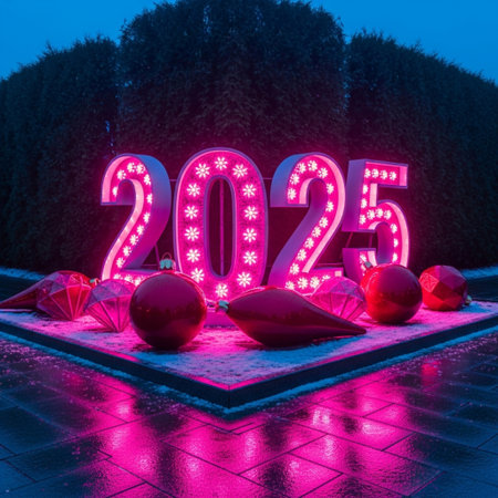 New year 2015 on the street in the evening. 3d renderingの素材