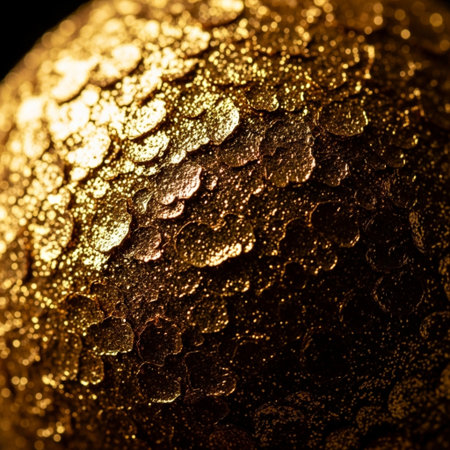 golden christmas ball background macro close up. christmas decorationの素材