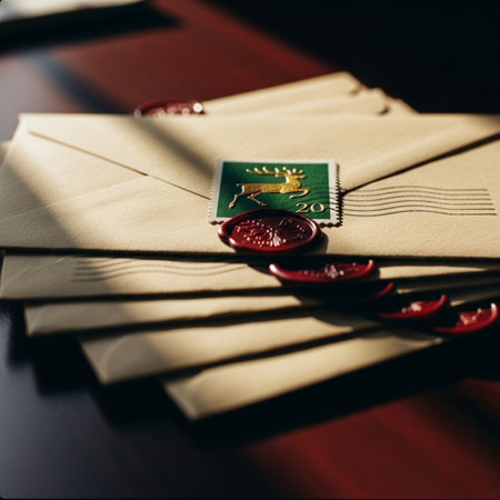 Envelopes with the flag of the Republic of Kazakhstan on the tableの素材