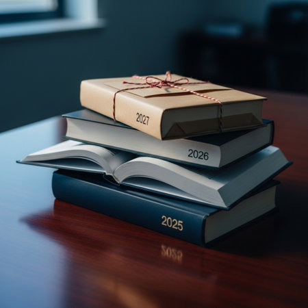 Stack of books on a table in a library. Education concept.の素材