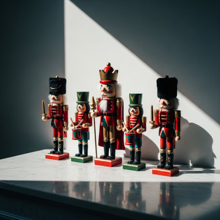 Christmas nutcracker toy. Christmas and New Year concept. Selective focus.の素材