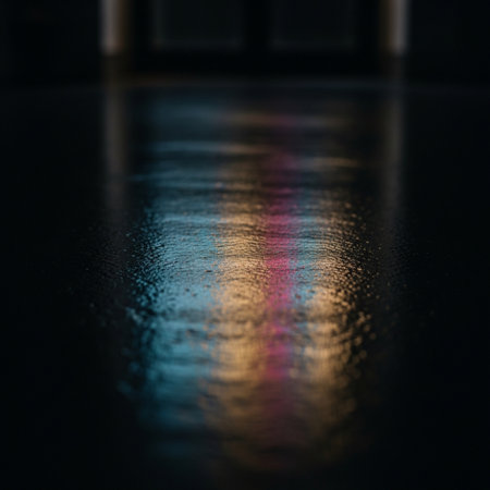 Raindrops on the floor in a dark room. Abstract background.の素材