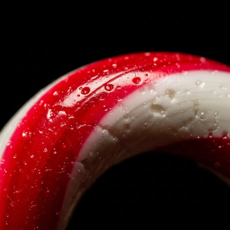Christmas candy canes on a black background close-up macro photographyの素材