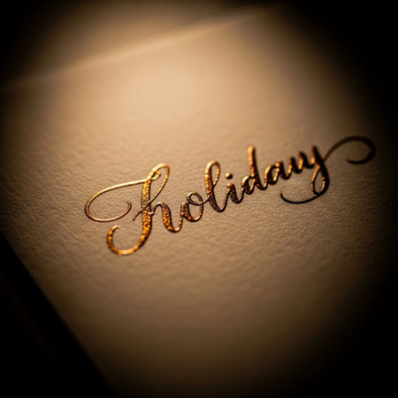 The word holiday written on a paper. Shallow depth of field.の素材