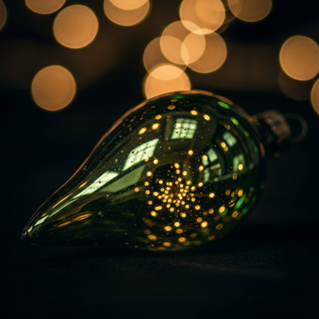 Christmas decoration on a dark background with bokeh defocused lightsの素材