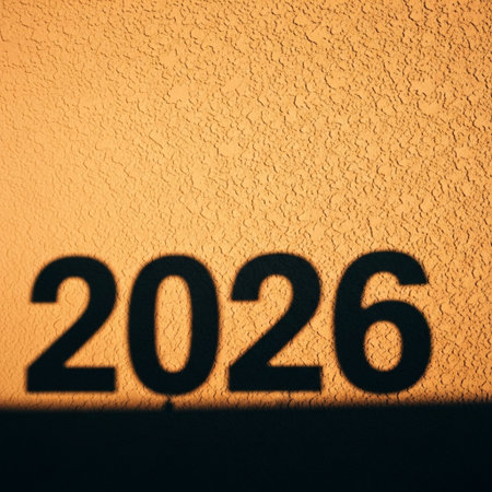 New year's background with numbers 2020 and shadow on the wall.の素材
