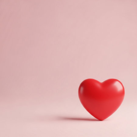 Red heart on pink background. Valentines day concept. 3D Renderingの素材