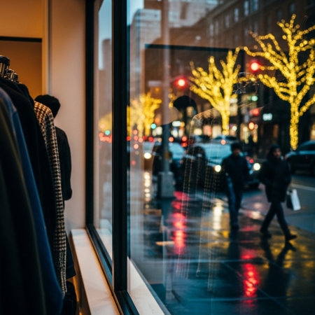 Blurred background of people walking on the street in the evening.の素材