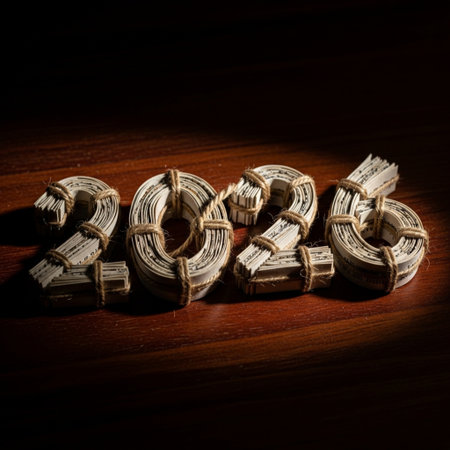 New year is coming concept. Numbers 2022 made of money on wooden backgroundの素材