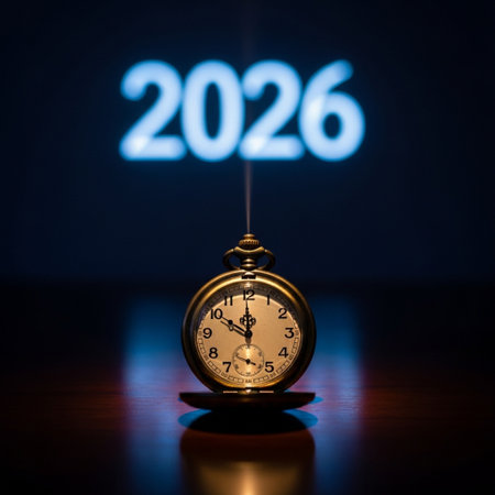 New Year's Eve concept. Clock with 2020 text on dark backgroundの素材