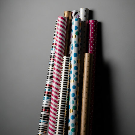 Colourful drinking straws on grey background, close-upの素材