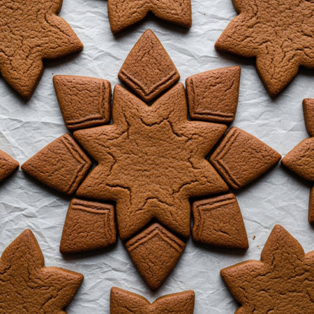 Gingerbread cookies in the shape of a star on a white backgroundの素材