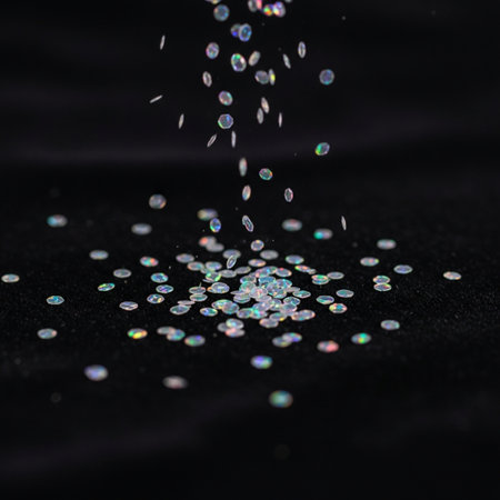 colorful glitter bokeh on black background. abstract background.の素材